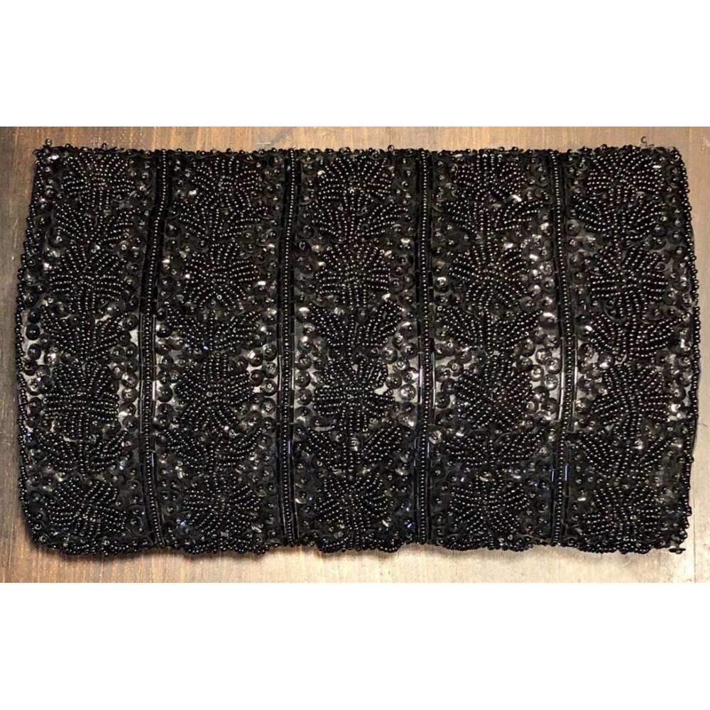 Vintage La Regale Night Evening‎ Bag Black Beaded Purse Clutch Formal 1950s